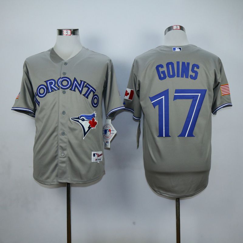 Men Toronto Blue Jays 17 Goins Grey MLB Jerseys